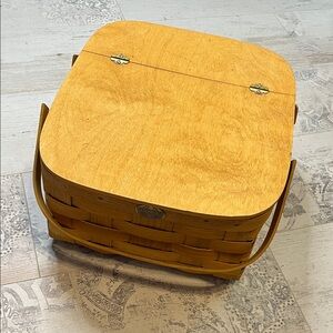 Vintage Peterboro Basket Co Wooden Picnic Basket with Handles